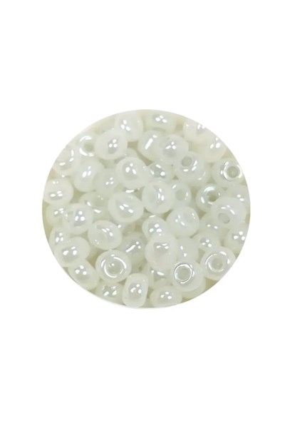 Dökme Cam Kum Boncuk Büyük Boy (6/0) 4 mm - 60 Gram - İnci Beyaz - BNC117