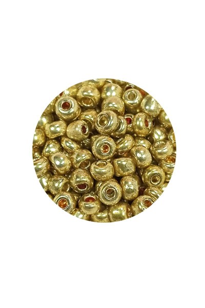 Dökme Cam Kum Boncuk Büyük Boy (6/0) 4 mm - 20 Gram - Altın - BNC093