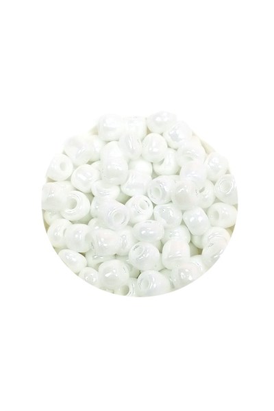 Dökme Cam Kum Boncuk Büyük Boy (6/0) 4 mm - 20 Gram - Kar Beyaz - BNC073