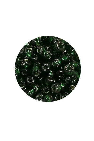 Dökme Cam Kum Boncuk Büyük Boy (6/0) 4 mm - 60 Gram - Şeffaf Koyu Yeşil - BNC136
