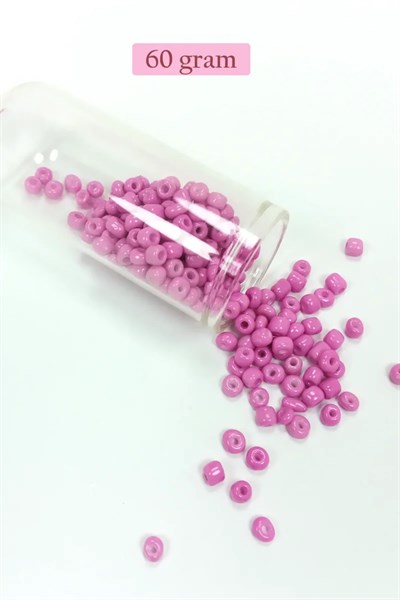 Dökme Cam Kum Boncuk Büyük Boy (6/0) 4 mm - 60 Gram - Koyu Pembe - BNC127