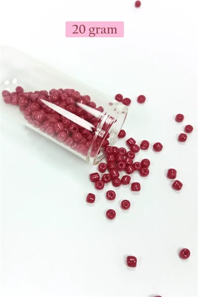 Dökme Cam Kum Boncuk Büyük Boy (6/0) 4 mm - 20 Gram - Bordo - BNC097