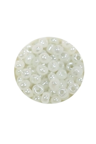 Dökme Cam Kum Boncuk Büyük Boy (6/0) 4 mm - 60 Gram - İnci Beyaz - BNC117
