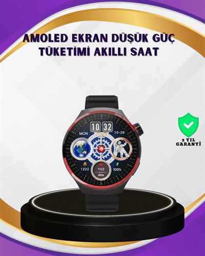 Dokunmatik Akıllı Saat Kablosuz Şarj AMOLED Ekran
