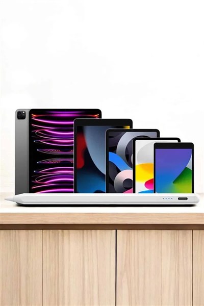 Dokunmatik Kalem Beyaz Şarjlı Yedek Uçlu Android ve İOS Uyumlu