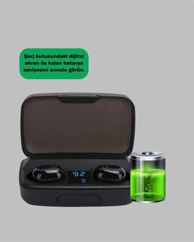 Dokunmatik Kontrollü ABS Malzemeli Bluetooth Kulaklık + Yüksek Kapasiteli Kutu