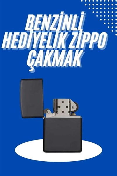 Doldurulabilir Siyah Benzinli Çakmak Metalik