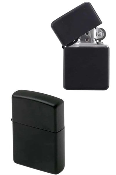 Doldurulabilir Siyah Benzinli Çakmak Metalik