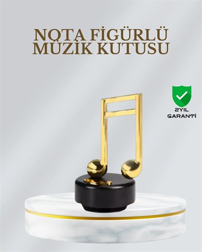 Dönen Nota Figürlü Müzik Box Işıltılı Dekoratif Tasarım