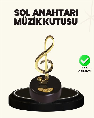 Dönen Sol Anahtarı Figürlü Müzik Kutusu Şık Hediyelik Dekor