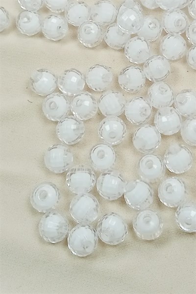 Dünya Boncuk İçten Boncuklu Bileklik Çanta Boncuğu 10 mm 50 gr Beyaz - BNC463