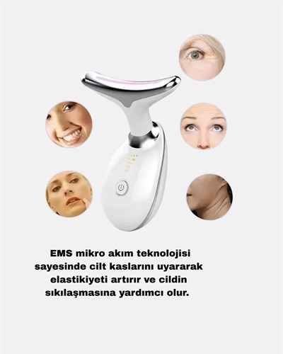 EMS Mikro Akım Yüz ve Boyun Sıkılaştırıcı Cihaz 7000 VPM Titreşim Isı Terapili