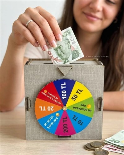 Eğlenceli Şans Çarklı Kumbara Tasarruf Oyunu Para Biriktirme