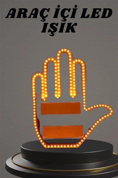 El Orta Parmak Led Kumandalı Araç İçi Reflektör Arka Cam El Simgesi