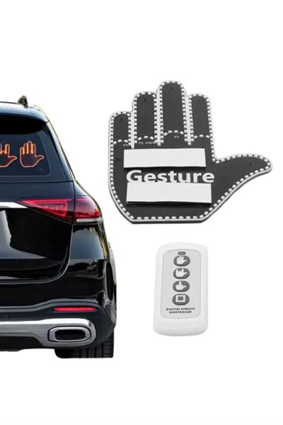 El Orta Parmak Led Kumandalı Araç İçi Reflektör Arka Cam El Simgesi