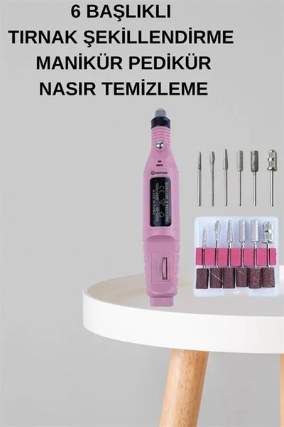 Elektrikli Manikür Pedikür Seti İkili Set 12 Parça Tırnak Bakımı Törpü Protez Çıkarma