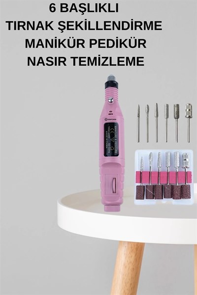 Elektrikli Manikür Pedikür Seti İkili Set 12 Parça Tırnak Bakımı Törpü Protez Çıkarma