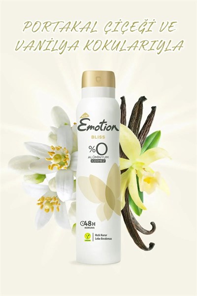 Emotion Bliss Kadın Vegan Deodorant 150 Ml Hızlı Kurur , Leke Bırakmaz