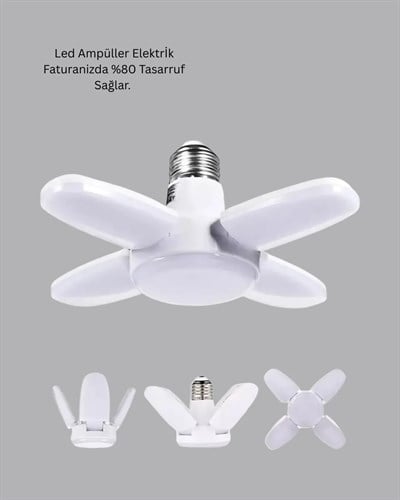 Enerji Tasarruflu LED Ampül 60 Watt 4 Kollu Beyaz Işık