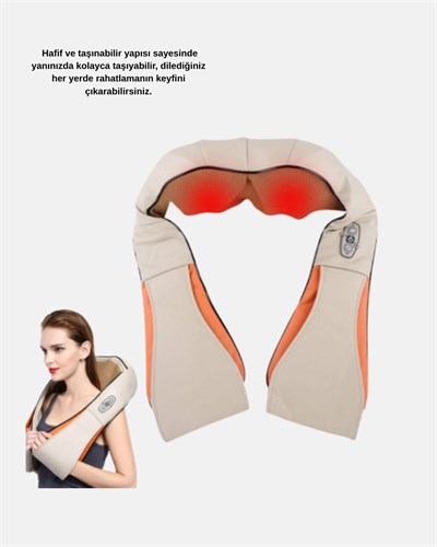 Ergonomik Ovmalı Masaj Aleti – Isıtmalı, Yoğurmalı, Boyun ve Bel Rahatlatıcı Masaj Makinesi