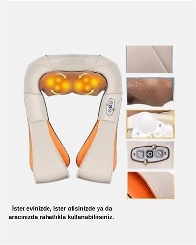 Ergonomik Ovmalı Masaj Aleti – Isıtmalı, Yoğurmalı, Boyun ve Bel Rahatlatıcı Masaj Makinesi