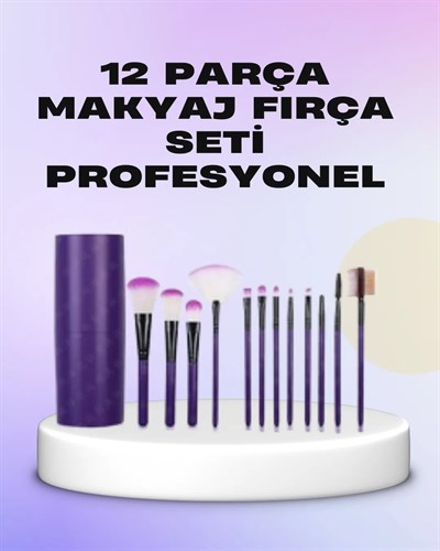Ergonomik Saplı Fiber Kıllı 12li Makyaj Fırça Takımı Göz ve Ten Makyajı İçin Uygun