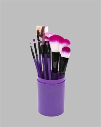 Ergonomik Saplı Fiber Kıllı 12li Makyaj Fırça Takımı Göz ve Ten Makyajı İçin Uygun