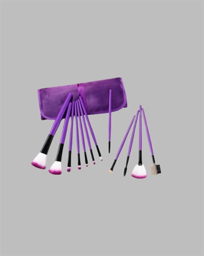 Ergonomik Saplı Fiber Kıllı 12li Makyaj Fırça Takımı Göz ve Ten Makyajı İçin Uygun