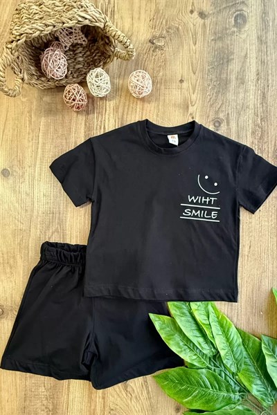 Erkek Çocuk Yazlık Şort Takım Siyah
