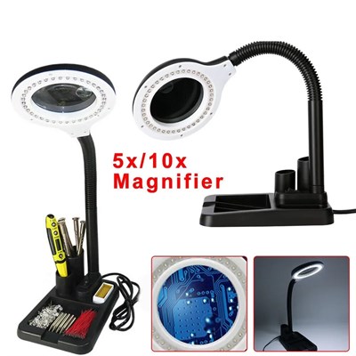 Esnek 5X /10x,40 LED ışıklı büyüteç ,lamba büyüteç okuma, çalışma lehim masa lambası A808