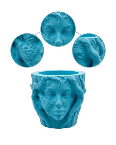 Estetik Kadın Yüzü Heykel Tasarımlı Dekoratif 3D Saksı Vazo