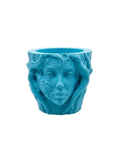 Estetik Kadın Yüzü Heykel Tasarımlı Dekoratif 3D Saksı Vazo