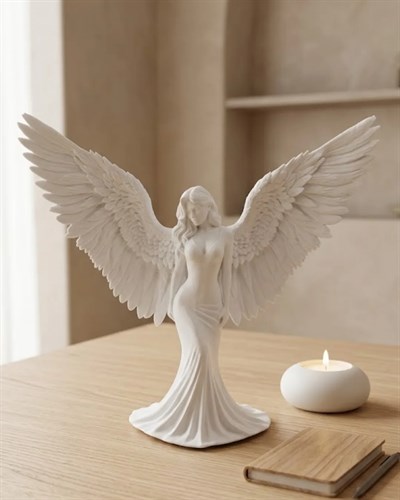 Estetik Melek Kadın Figürlü 3D Dekoratif Biblo Modern Salon Dekoru