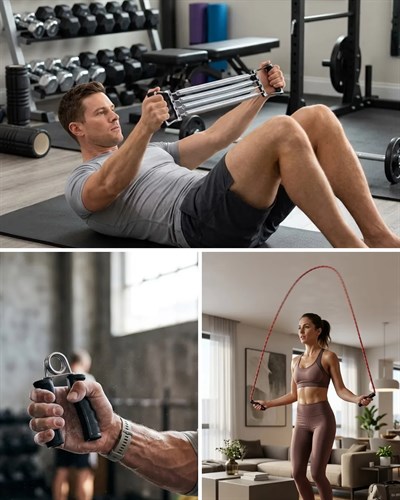 Ev Spor Seti Atlama İpi El Yayı Karın Egzersiz Aleti Fitness Seti