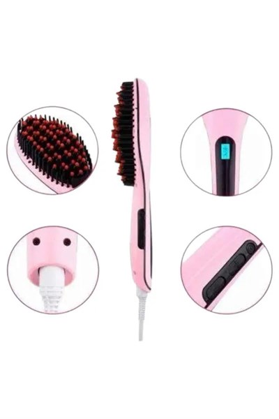 Fön Etkili Saç Düzleştirici Tarak Yıpranma Karşıtı Döner Kablo Isı Ayarlı