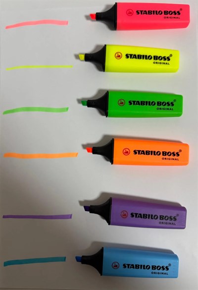 Fosforlu Kalem, 2-5 mm Uç, Su Bazlı Mürekkep, 4 Saat Kurumaya Dayanıklı 6 lı Set