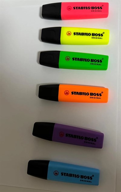 Fosforlu Kalem, 2-5 mm Uç, Su Bazlı Mürekkep, 4 Saat Kurumaya Dayanıklı 6 lı Set