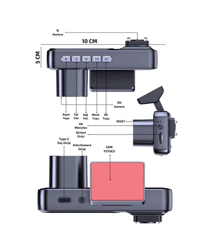 G-Sensör, Hareket Algılama ve Döngüsel Kayıt Özellikli 3lü Kamera Güvenlik Sistemi