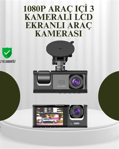 G-Sensörlü 3lü Kayıtlı Araç Kamerası