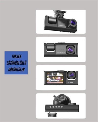 G-Sensörlü 3lü Kayıtlı Araç Kamerası