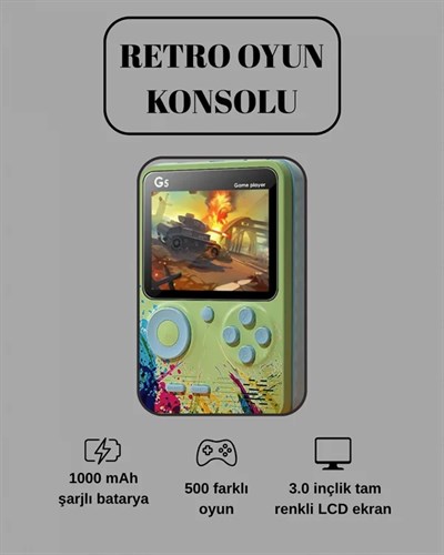 G5 Game Box Retro Mini Oyun Konsolu – 500 Dahili Oyun