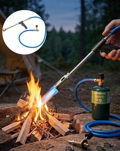 Gazlı Pürmüz Alev Tabancası Hortumlu Profesyonel LPG Yakıcı Mangal Kamp ve Atölye Kullanımı