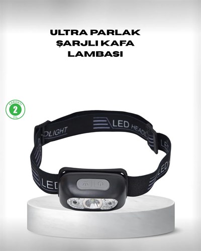 Gece Balıkçılığı İçin Ultra Parlak Şarjlı Kafa Lambası | 4 Işık Modu + USB Şarj