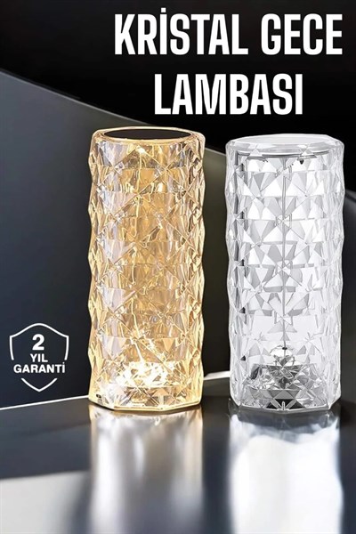 Gece Lambası Kristal Lamba Dokunmatik Şarjlı Hediyelik
