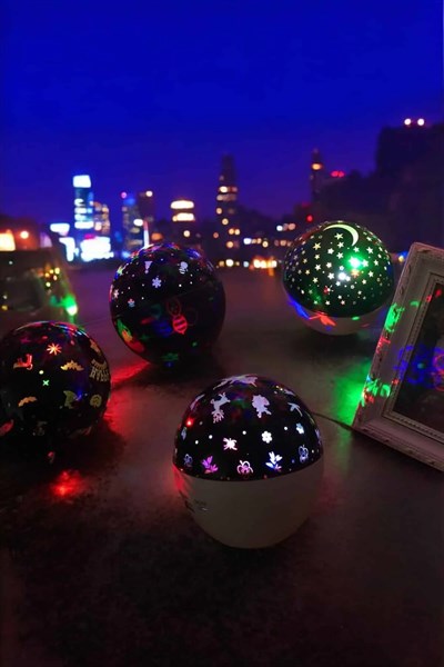 Gece Lambası Projeksiyon Görünümlü Şarjlı Yıldızlı Yuvarlak