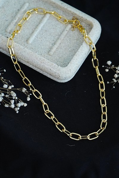 Gerdanlık Kolye Dikdörtgen Model Altın Rengi