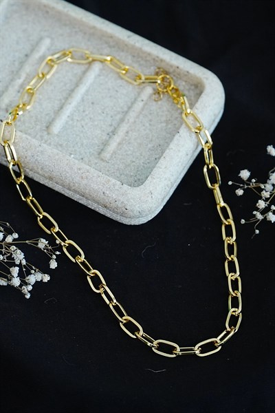 Gerdanlık Kolye Dikdörtgen Model Altın Rengi