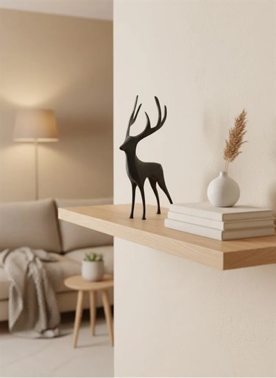Geyik Figürü Gri Modern Salon ve Raf Dekoru