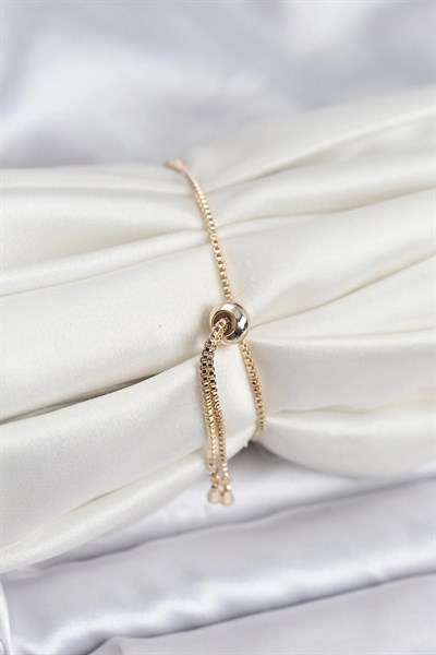 Gold Renk Nazar Model Zirkon Taşlı Asansörlü Su Yolu Bileklik