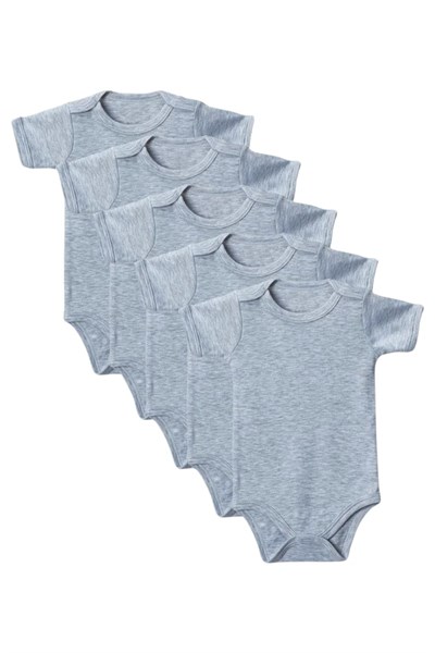 Gri Yarım Kol Body Zıbın 2-7 YAŞ Çocuklar İçin (5 ADET) Alttan Çıtçıtlı Özel Gereksinimli